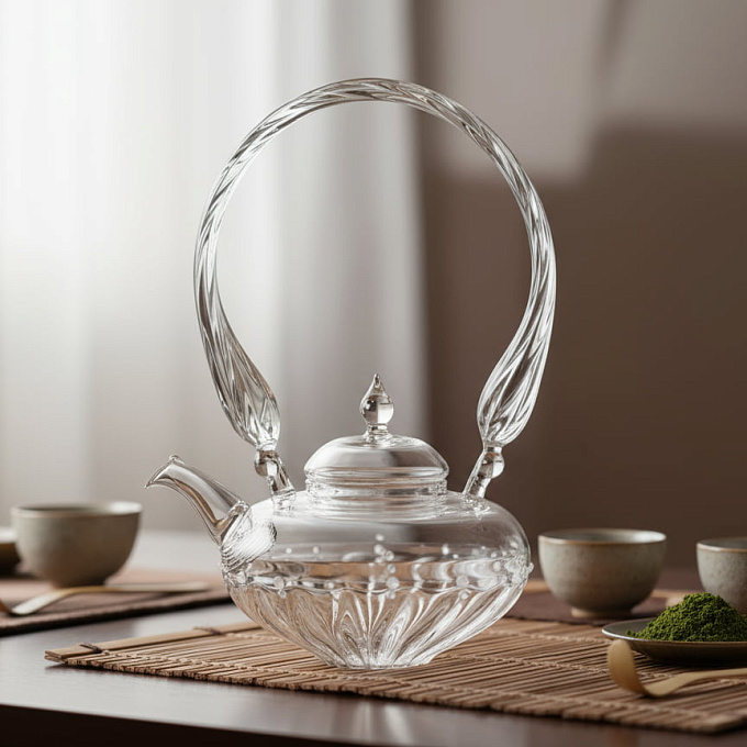 Премиальный стеклянный чайник ручной работы